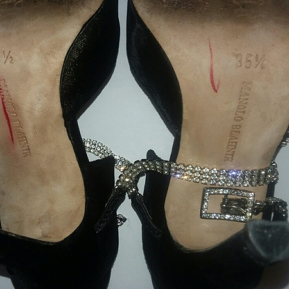 black velvet Manolo Blahnik size 35.5 - Picture 6 of 6